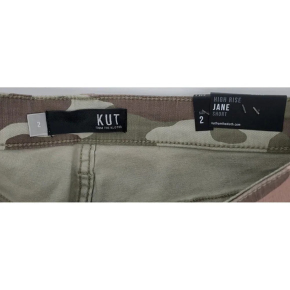 KUT from the Kloth Jane High-Rise Camo Fray Hem Shorts Size 2 NWT - Picture 7 of 10